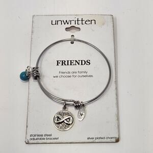 Unwritten Friends Forever Silver Tone Charm Bracelet Bangle Infinity Heart Gift